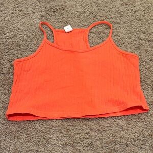 SHEIN Vibrant Orange Ribbed Crop Top